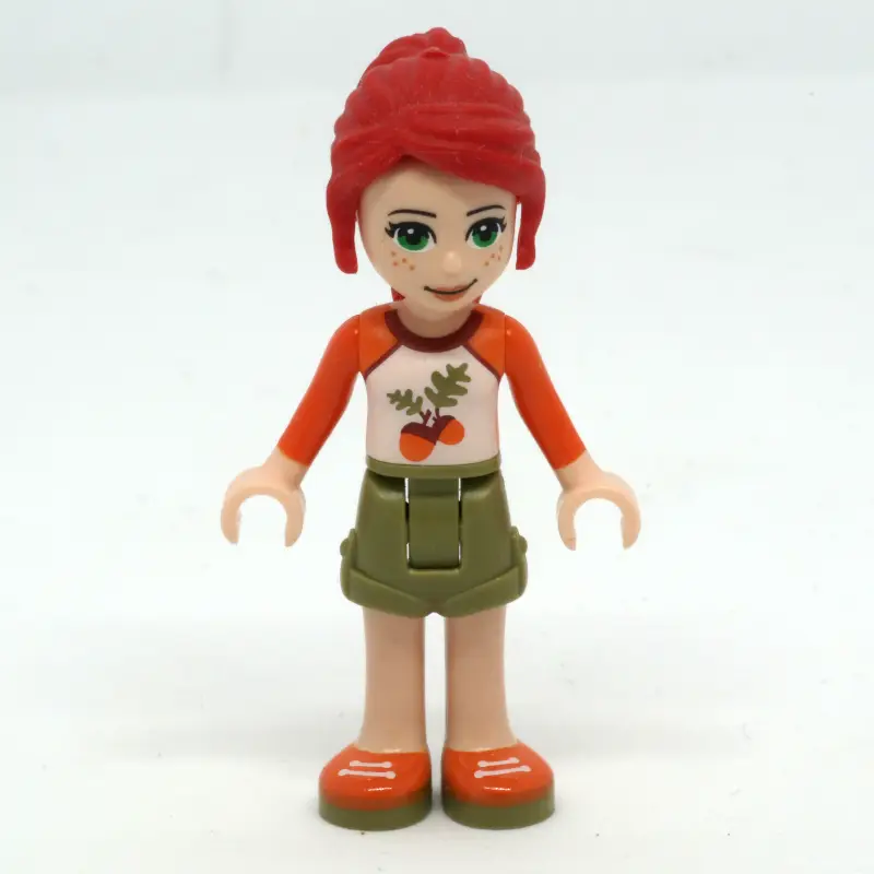 Mia - White/Orange Top, Olive Green Skirt