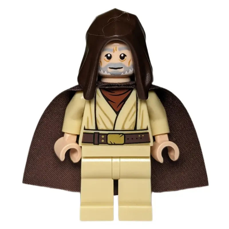 Obi-Wan Kenobi, Old, Tan Robes, Dark Brown Hood and Cape