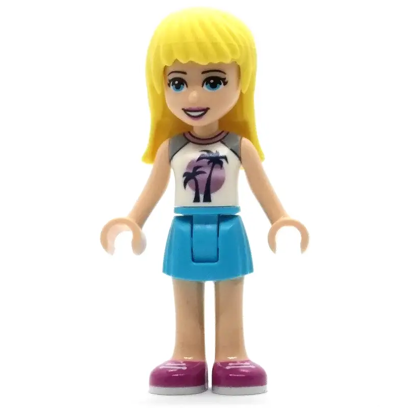Stephanie - White Top, Medium Azure Skirt