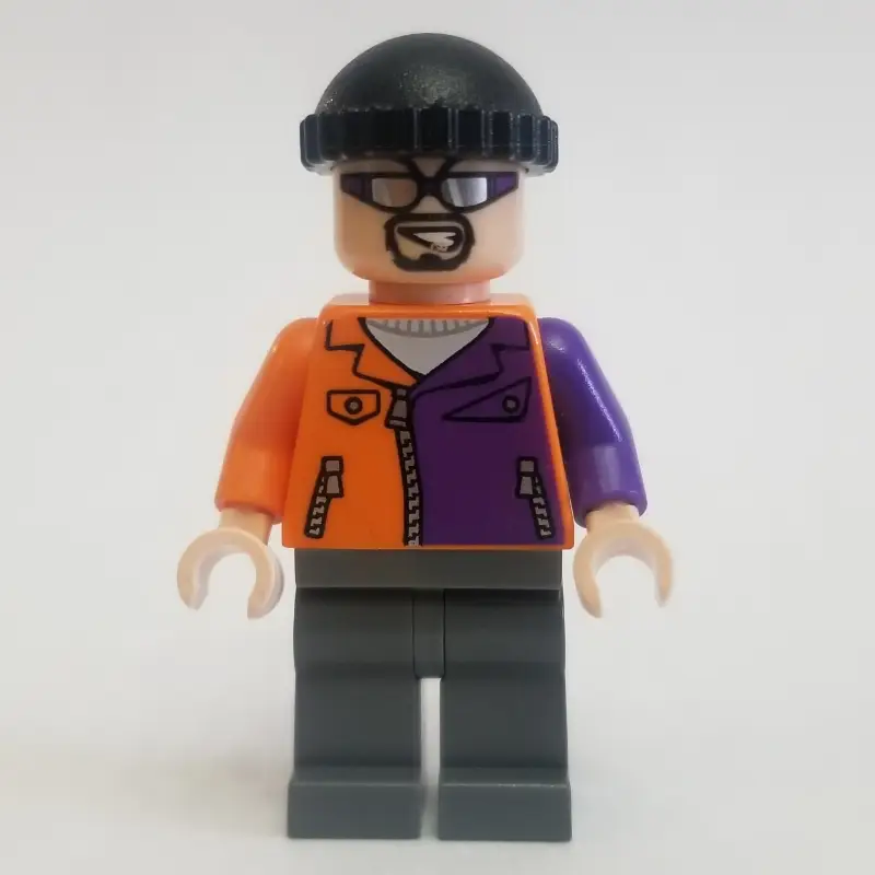 Two-Face's Henchman in Orange and Purple Outfit with Glasses