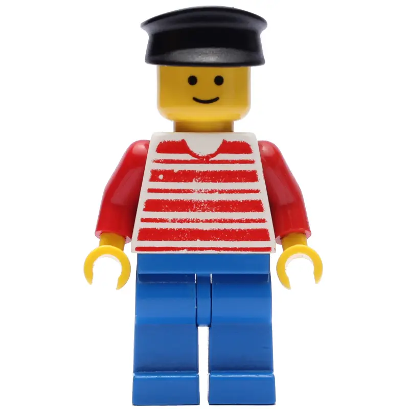 Man - Red/White Striped Shirt, Red Arms, Blue Legs, Black Hat