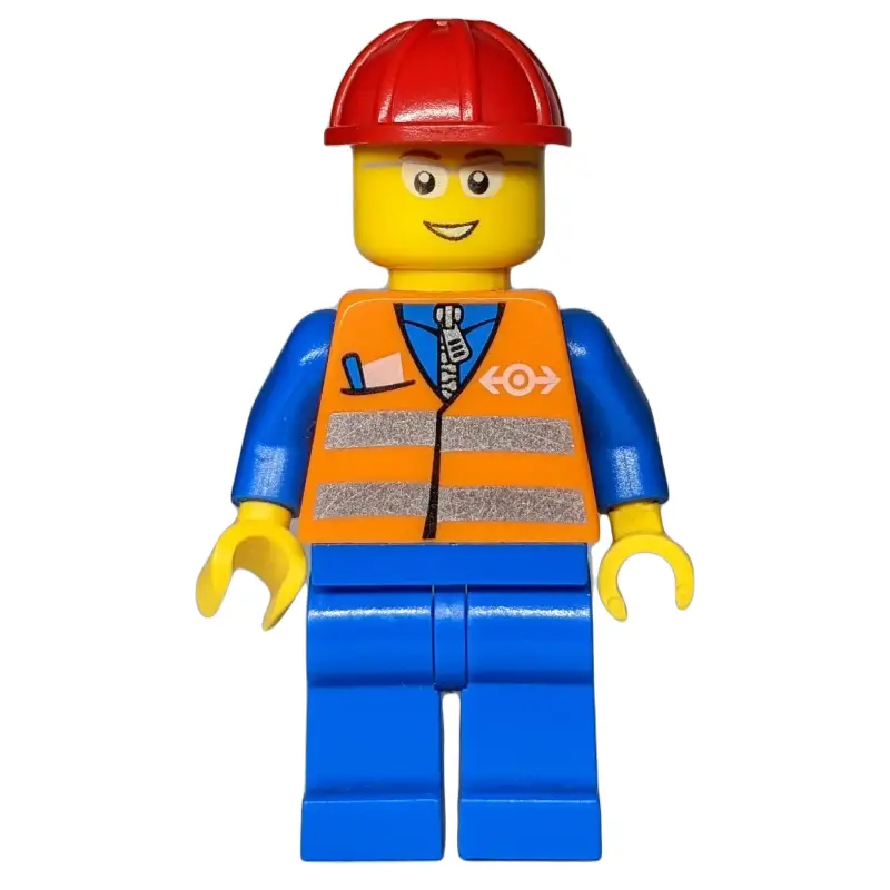 Worker - Orange Safety Vest, Blue Legs, Red Helmet, Glasses