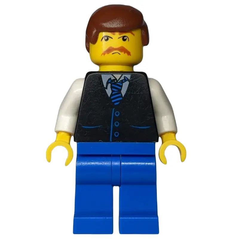 Man, Black Jacket, White Arms. Blue Legs