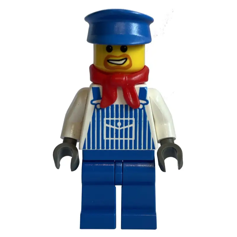 Train Machinist - White Torso, Blue Overall, Blue Hat, Red Scarf