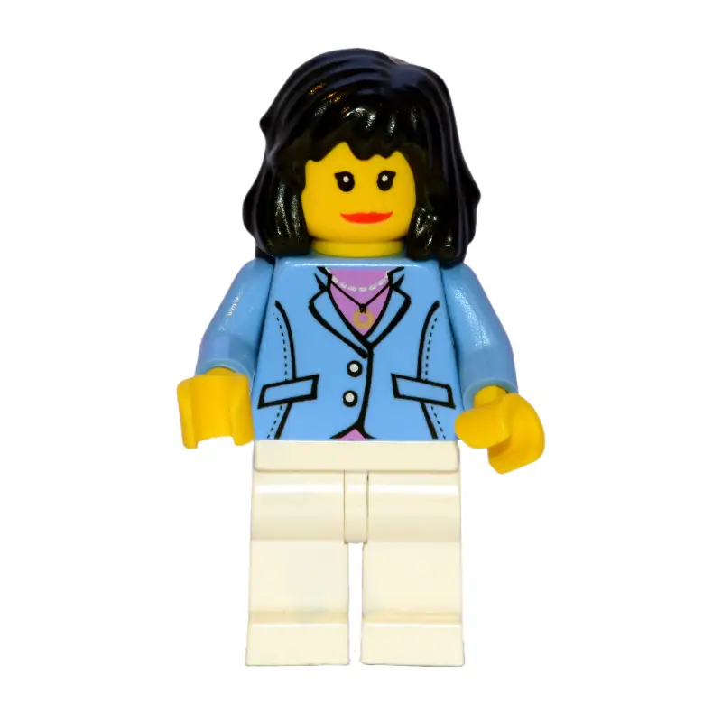 Woman - Medium Blue Jacket, White Legs