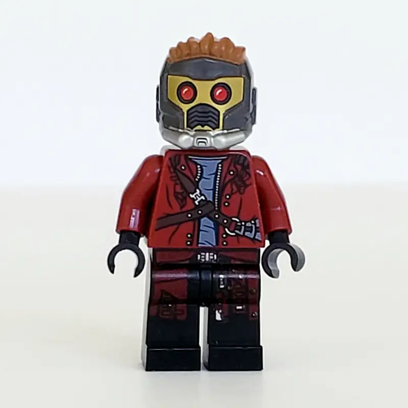 Star-Lord in Dark Red Outfit with Open Jacket and Mask