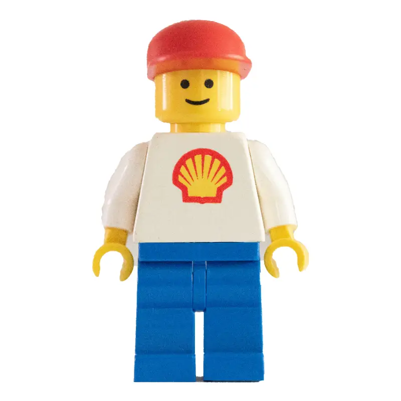Shell - White Torso with Logo, Blue Legs, Red Cap