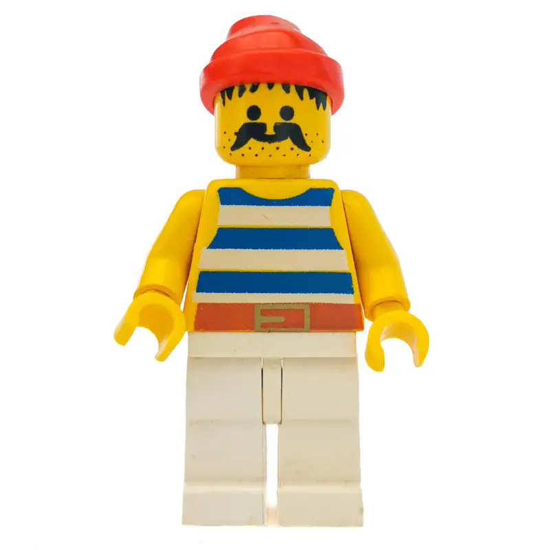 Pirate - Blue Stripes, White Legs, Red Bandana, Gold Belt Buckle, 3626b