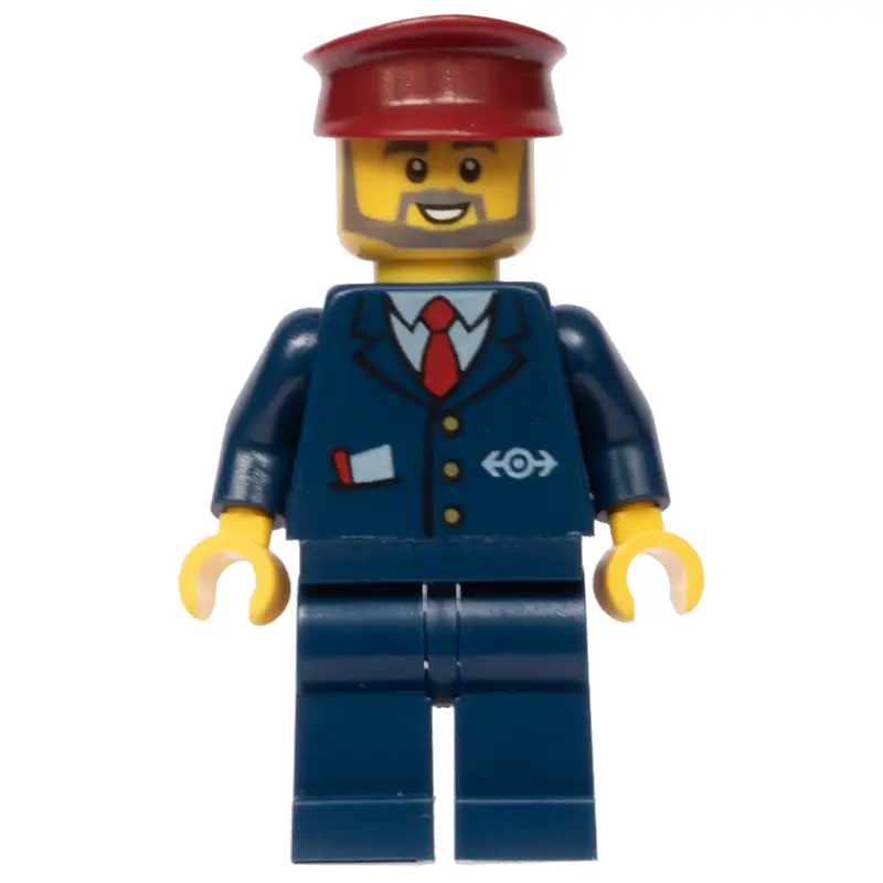 Conductor - Dark Blue Jacket, Dark Blue Legs, Dark Red Hat, Glasses, Beard