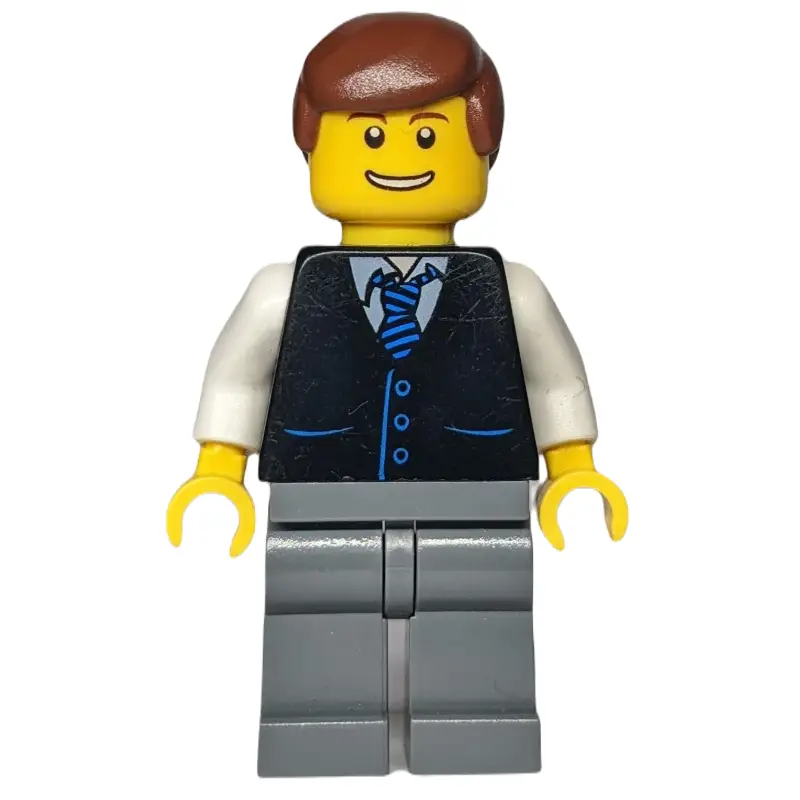 Man - Black Vest, Dark Bluish Gray Legs, Reddish Brown Hair