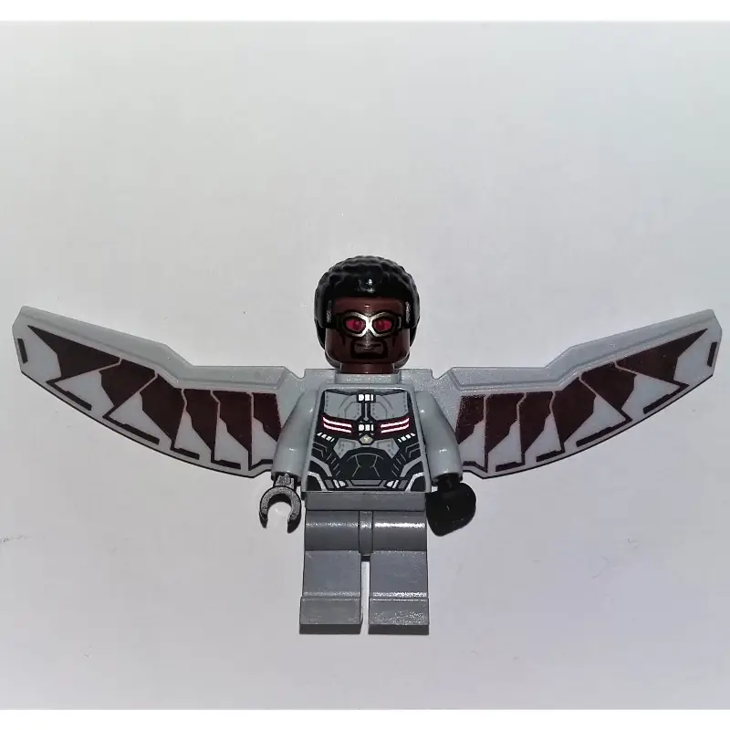 Falcon with Light Bluish Gray and Dark Red Wings