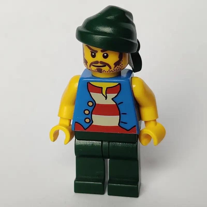 Pirate - Blue Vest, Dark Green Legs, Dark Green Bandana, Long Moustache