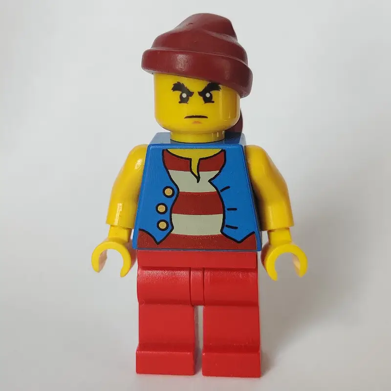 Pirate - Blue Vest, Red Legs, Dark Red Bandana, Bushy Eyebrows