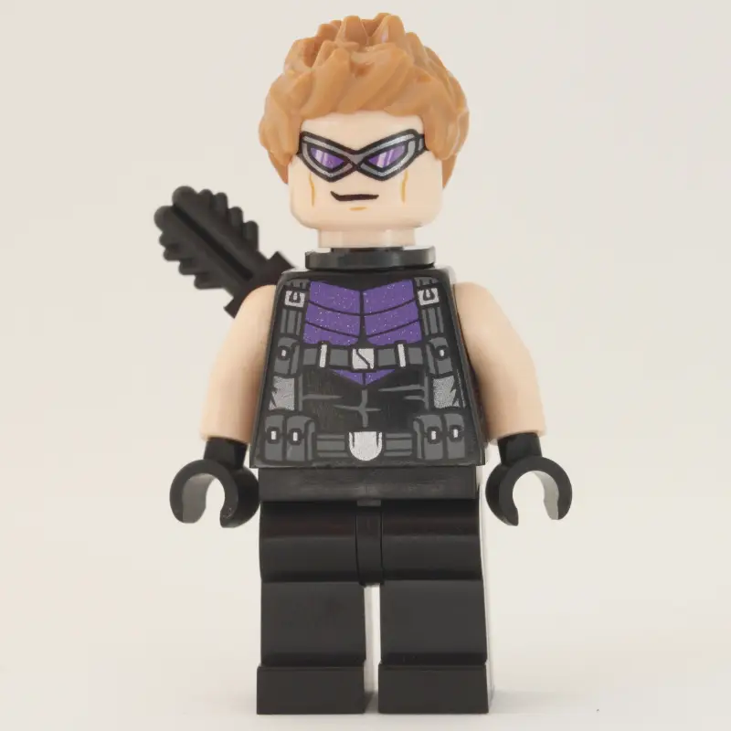 Hawkeye in Black and Dark Purple Outfit with Dark Purple Goggles, and Quiver