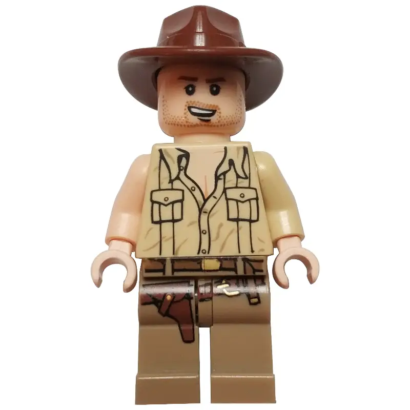 Indiana Jones in Open Tan Shirt, with Open Mouth