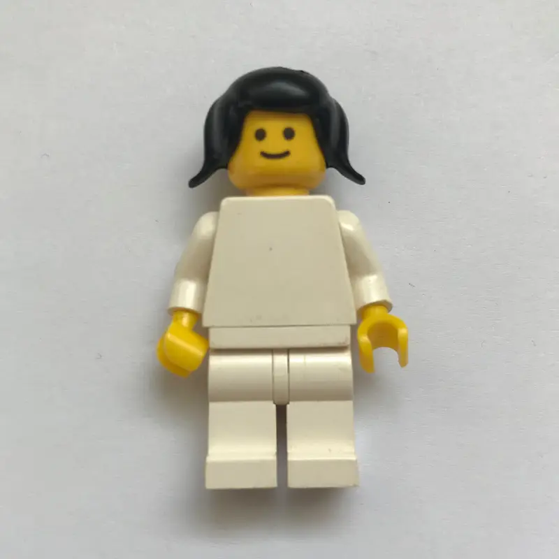 Female, Plain White Torso and Legs, Black Pigtails Hair