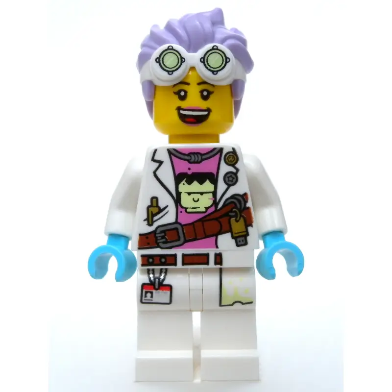 J.B. Watt, Lab Coat, Medium Lavender Hair with Goggles, Scared / Smile