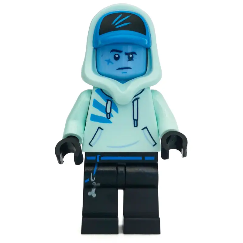Jack Davids, Light Aqua Hoodie with Hood and Dark Azure Cap