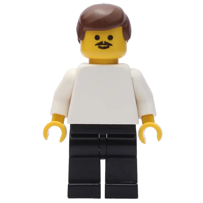 Soccer Player White Torso, Black Legs, Brown Hair, Mustache