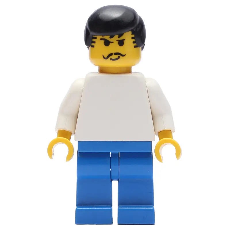 Soccer Player White Torso, Blue Legs, Black Hair, Mustache