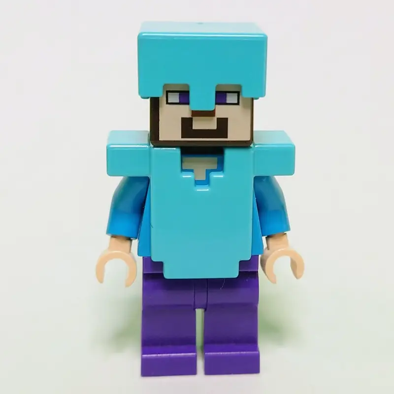 Steve in Medium Azure Helmet and Armor, Purple Legs