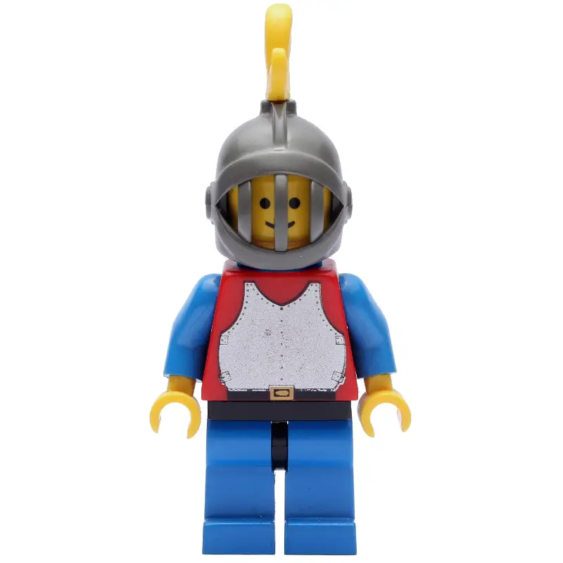 Knight (Breastplate on Red) - Blue Legs, Yellow Plume, Plastic Cape