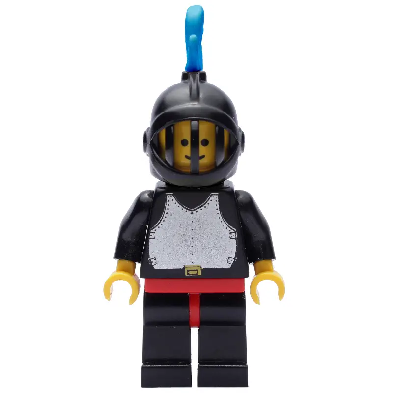 Knight (Breastplate on Black) - Black Legs, Black Helmet, Blue Plume