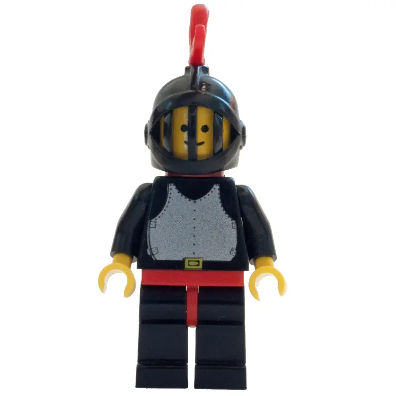 Knight (Breastplate on Black) - Black Legs, Black Helmet, Red Plume
