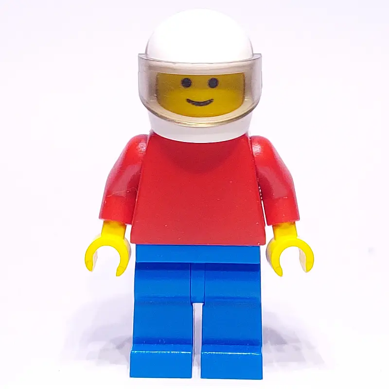 Man, Plain, Red Torso, Blue Legs, White Helmet with Visor