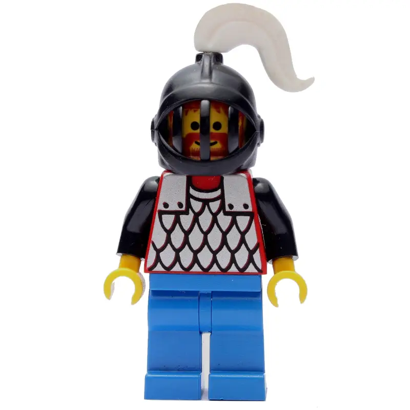 Knight (Scale Mail on Red) - Black Arms, Blue Legs, White Plume