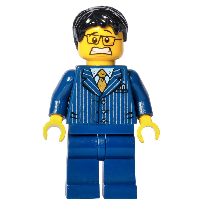 Man, Dark Blue Pinstripe Suit with Gold Tie, Black Hair, Glasses, 3626cpr0792