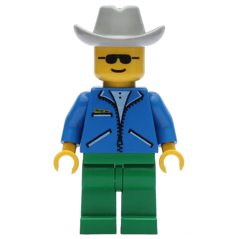 Man - Blue Jacket, Green Legs, Light Grey Cowboy Hat
