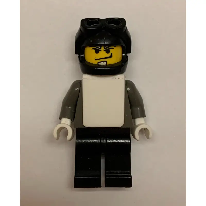 Snowboarder, Dark Gray, Black Helmet, White Vest