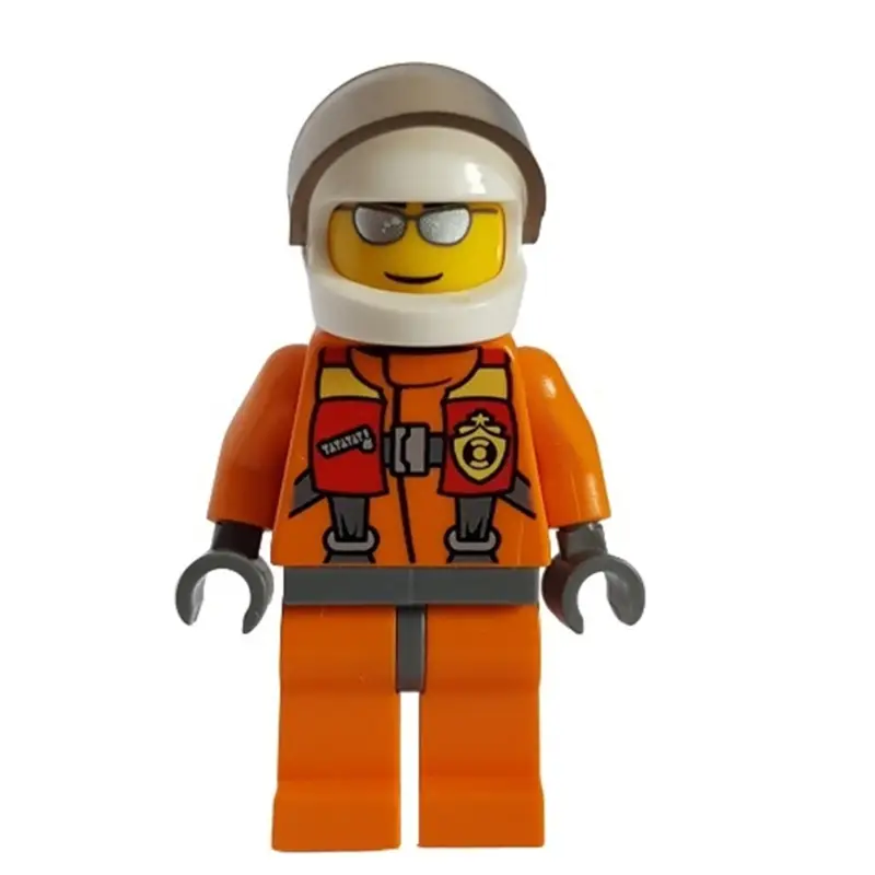 Coast Guard, Orange Jumpsuit, White Helmet with Visor, Silver Sunglasses