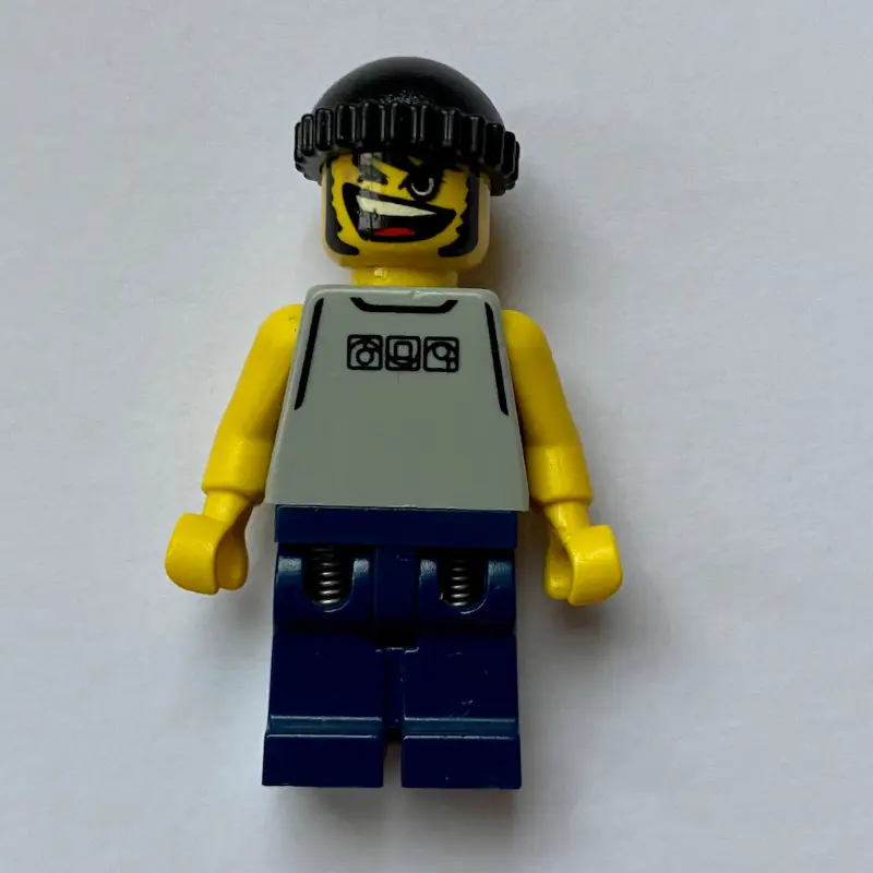 Basketball Player, Light Gray Torso and Dark Blue Legs, Black Hat