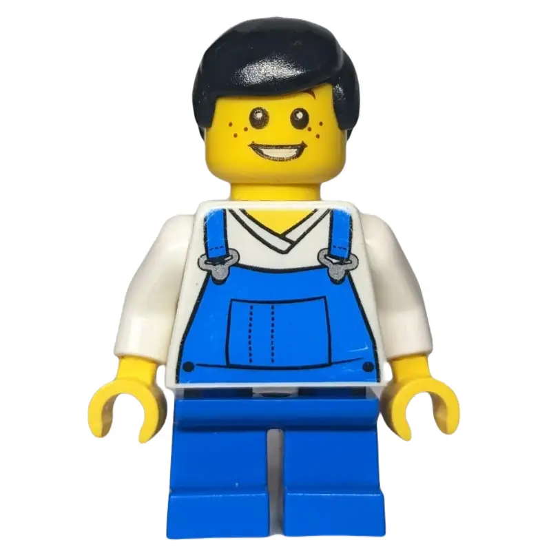 Boy, Blue Overalls, Short Blue Legs