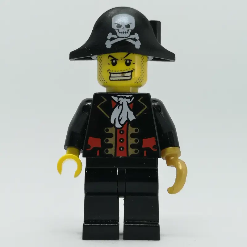 Pirate Captain, Black Jacket, Pearl Gold Hook, Bicorne Hat