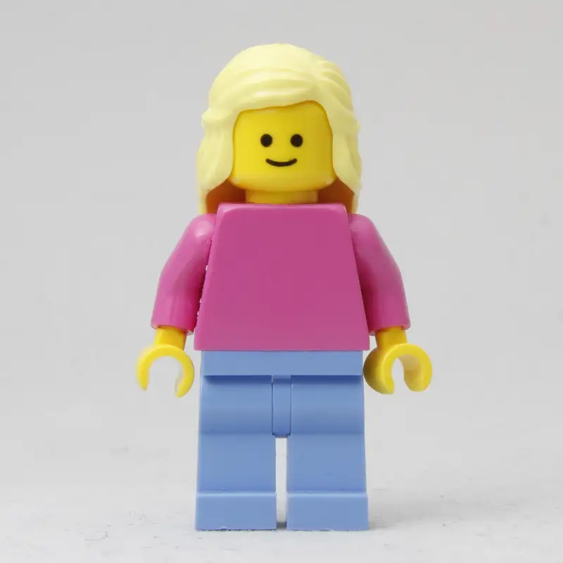 Woman, Plain Dark Pink Torso, Medium Blue Legs, Bright Light Yellow Hair