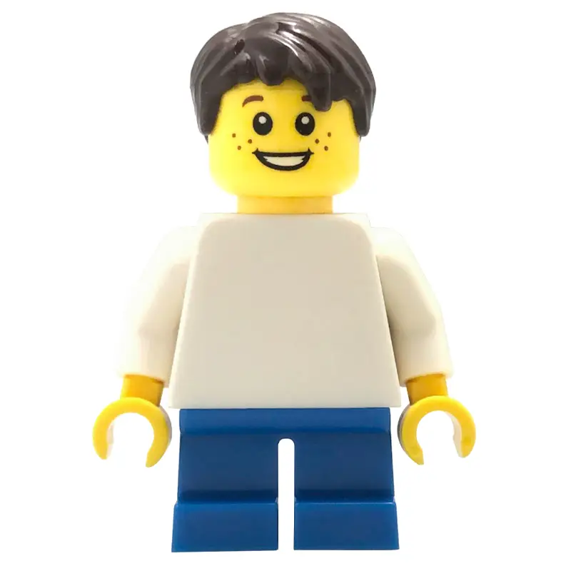Boy, Plain White Torso, Short Blue Legs, Dark Brown Hair