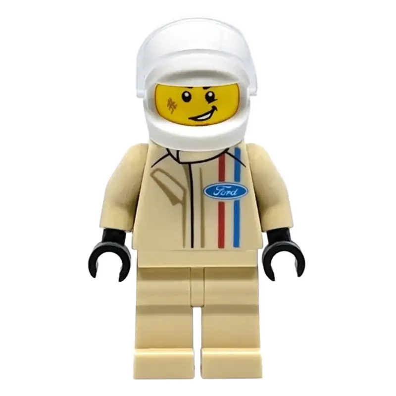 Race Driver, Tan Torso, Tan Legs, White Helmet, ford