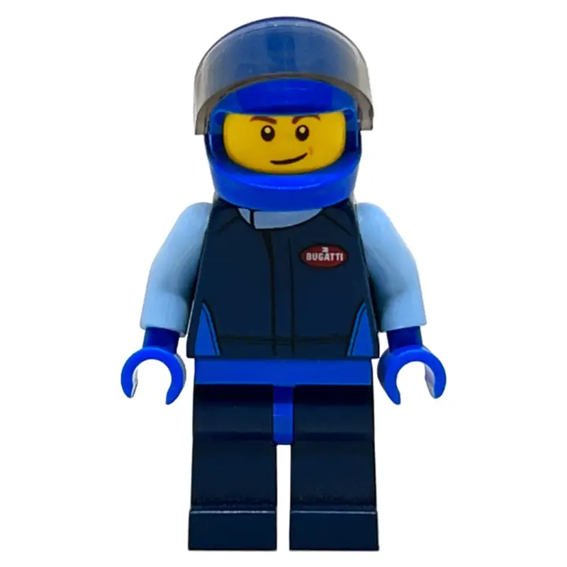 Race Driver, Dark Blue Torso, Dark Blue Legs, Blue Helmet, Bugatti
