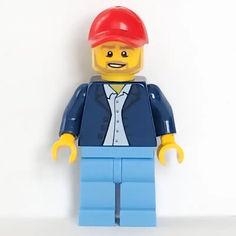 Race Official, Dark Blue Torso, Medium Blue Legs, Red Cap