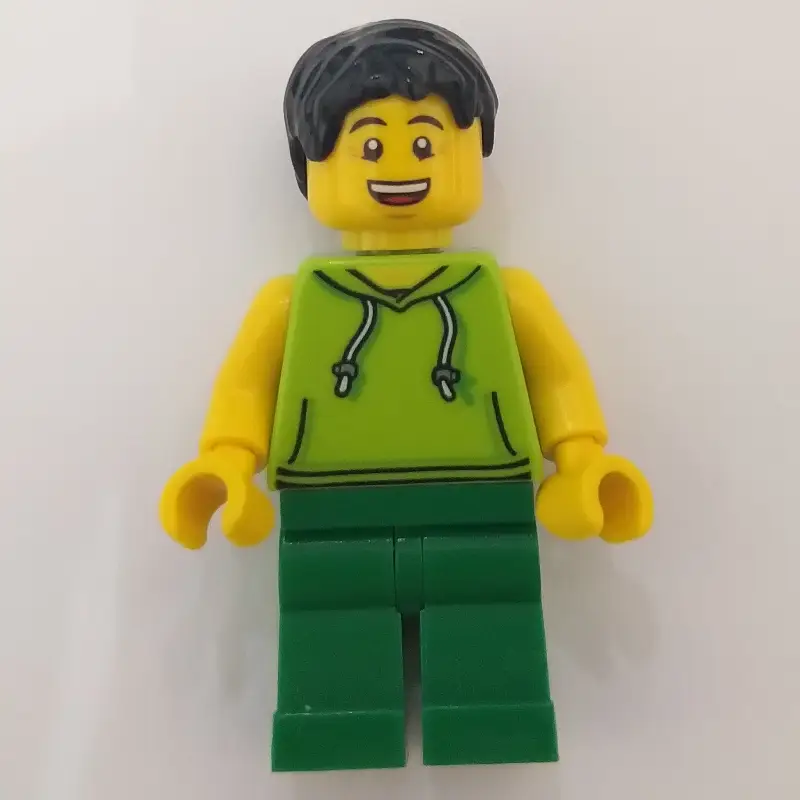 Lime Torso, Green Legs, Black Hair