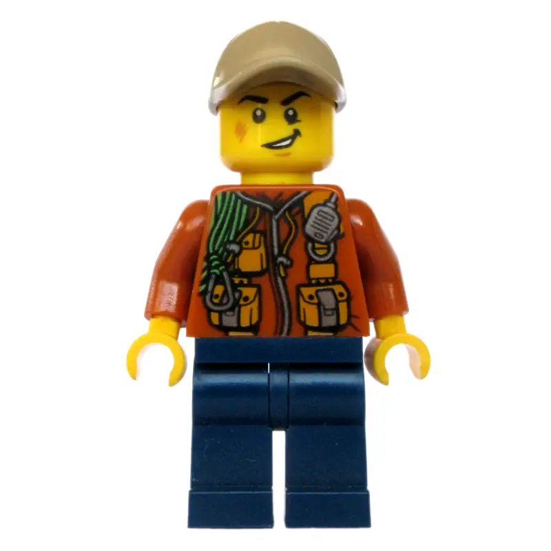 Explorer, Jacket with Pouches, Radio, and Rope, Dark Tan Cap, Scar