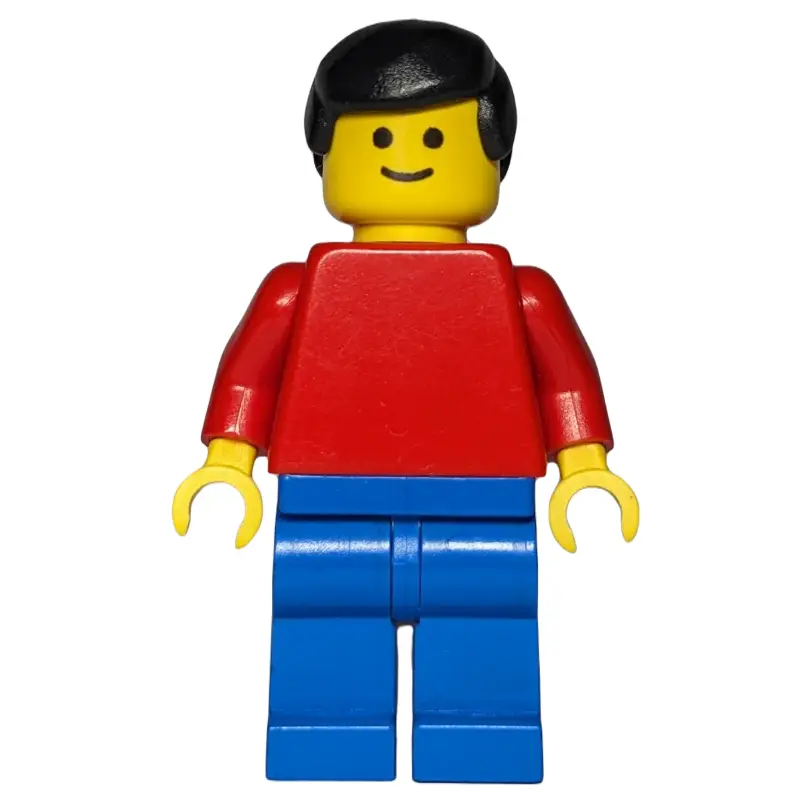 Man, Red Torso, Blue Legs, Black Hair (3626a Head)
