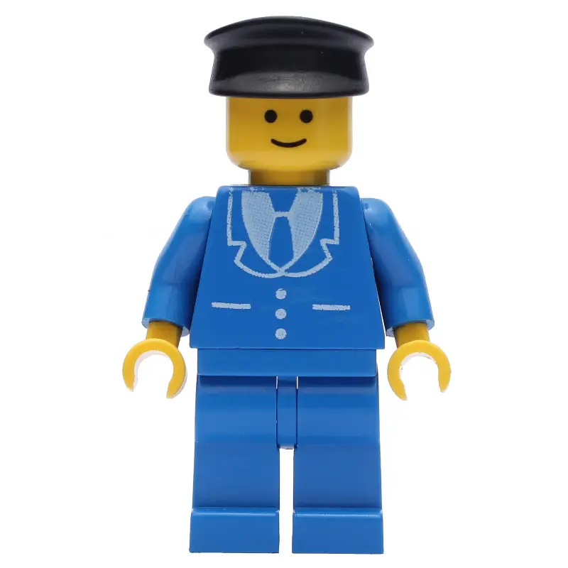 Man, Blue Suit with Tie and Three Buttons, Black Hat