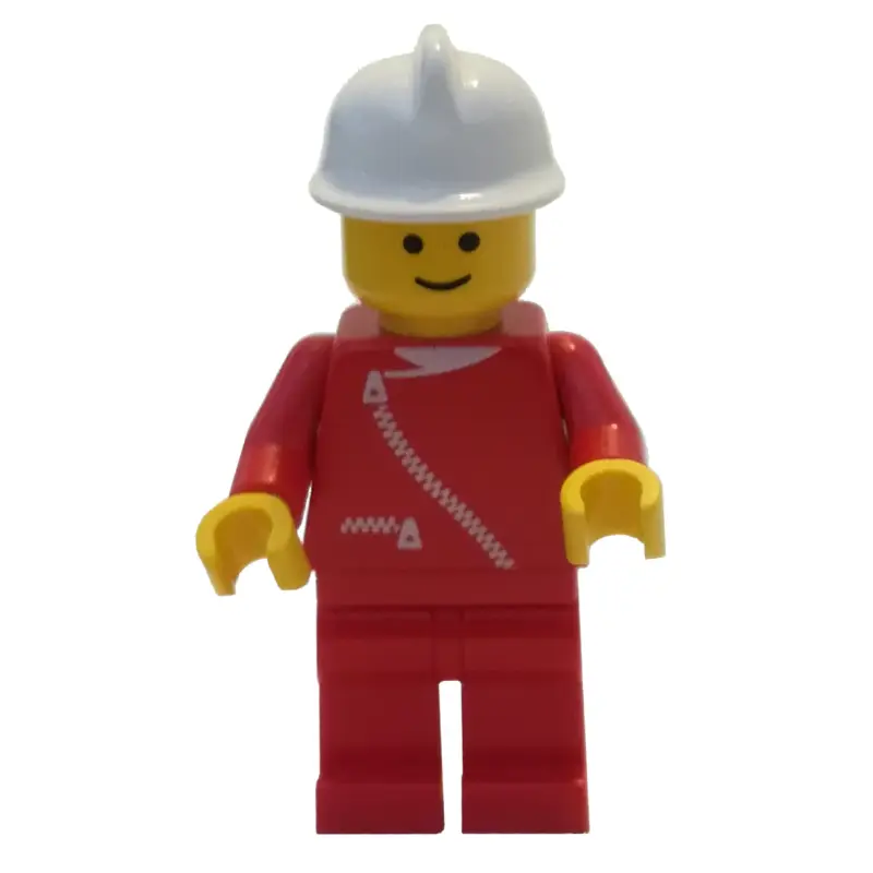 Fireman, Red Jacket with Zipper, White Helmet