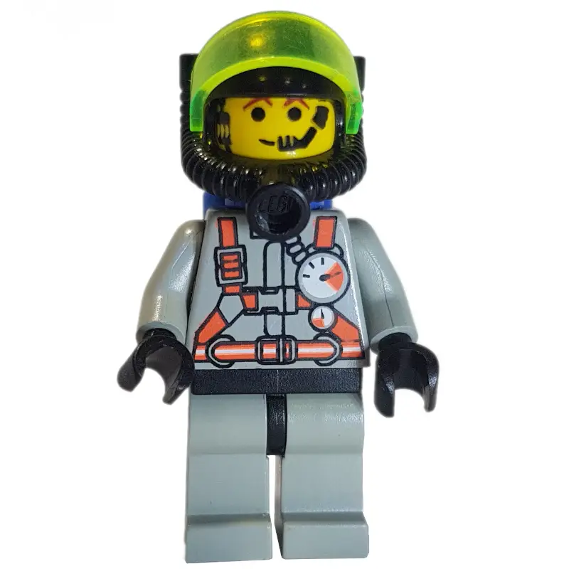 Fireman, Light Gray Fire Suit with Gauges and Straps, Breathing Apparatus with Visor, Airtanks, Headset