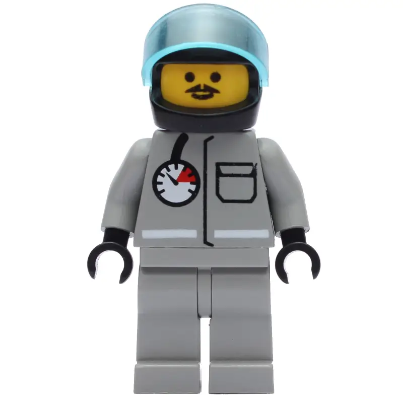 Fireman, Shirt with Gauge and Pocket, Light Gray Legs, Black Helmet with Visor