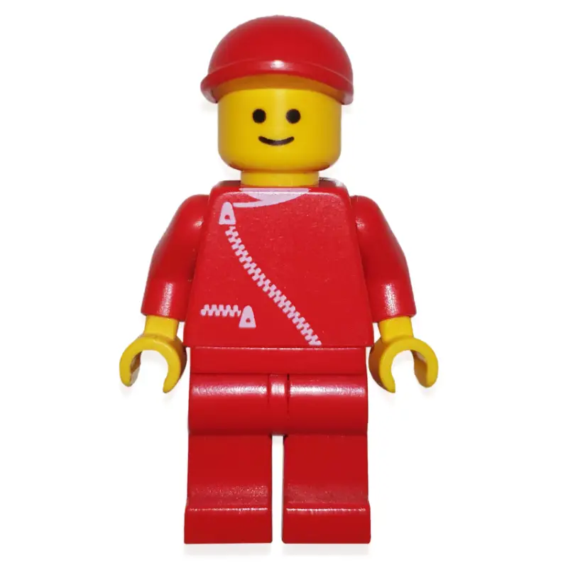 Man, Red Jacket with Zipper and Pockets, Red Cap